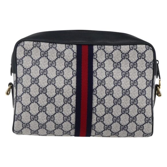 GUCCI GG Supreme Sherry Line Shoulder Bag PVC Navy Gold 72 001 4071 Auth 147721 - Picture 2 of 16